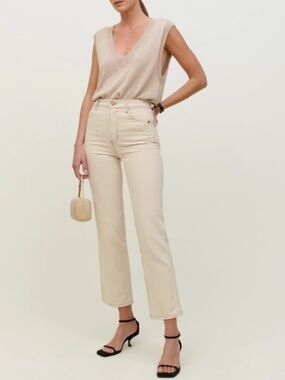 Reformation Cowboy High Rise Straight Jeans in Almond